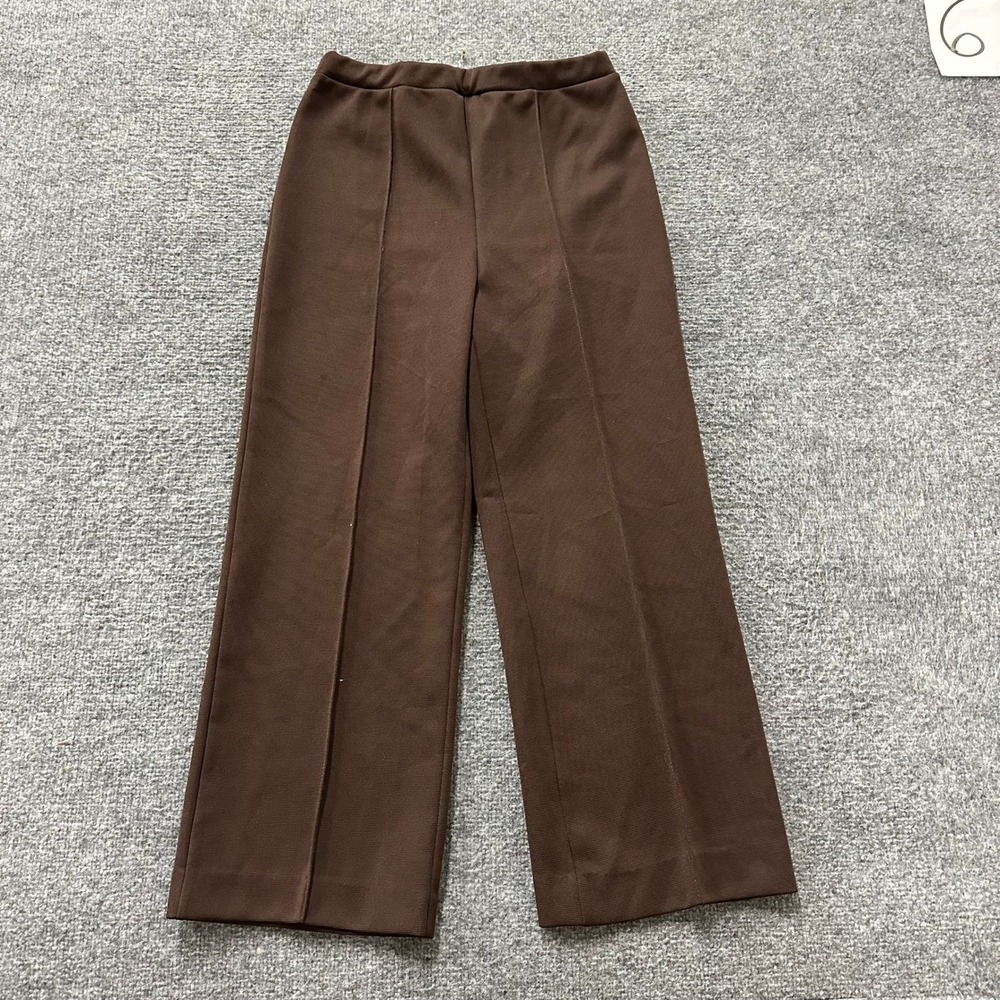 Vintage Pants Womens Size S Brown Wide Leg Pintuck Elastic Waist Trousers